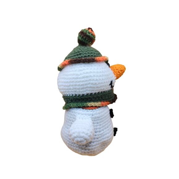 Hand Crocheted Amigurumi Snowman Trinket Box Storage Figure Statuette 9 Inches - Picture 7 of 10